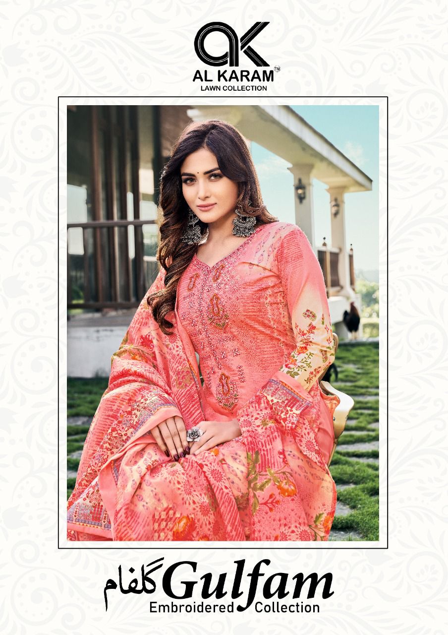 Al Karam Gulfam 1 Casual Wear Wholesale Printed Cotton Dress Material 